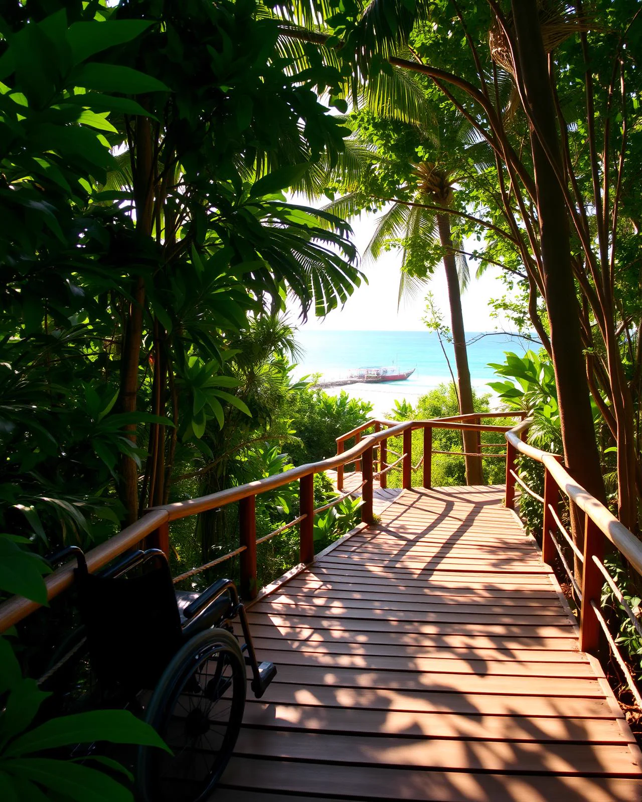 Accessible boardwalk through jungle